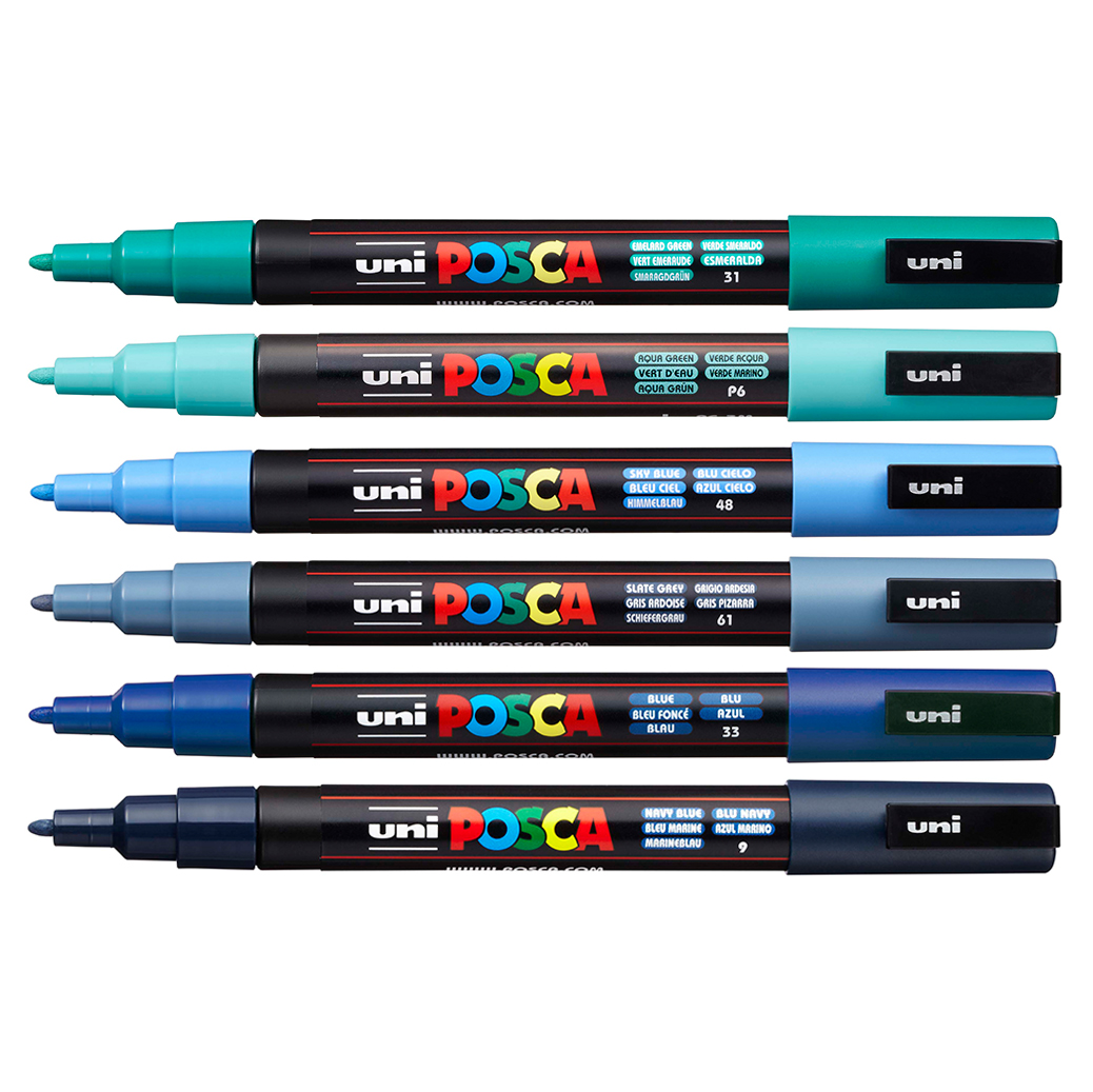 Набор маркеров Uni POSCA PC-3M 0,9-1,3мм Ocean 6 цветов