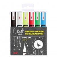 Набор меловых маркеров Uni Chalk 5M 1,8-2,5мм Standard 6 цветов