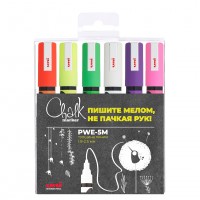 Набор меловых маркеров Uni Chalk 5M 1,8-2,5мм Neon 6 цветов