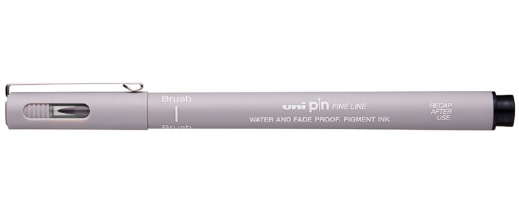 Линер Uni Pin Fine Line Brush светло-серый