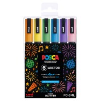 Набор маркеров Uni POSCA PC-3ML 0,9-1,3мм Glitter 6 цветов