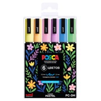Набор маркеров Uni POSCA PC-3M 0,9-1,3мм Pastel "Пастельные" 6 цветов