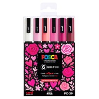 Набор маркеров Uni POSCA PC-3M 0,9-1,3мм Pink "Розовый" 6 цветов