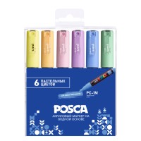 Набор маркеров Uni POSCA PC-1M 0,7мм Pastel 6 цветов