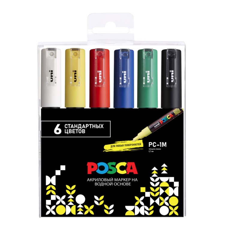 Набор маркеров Uni POSCA PC-1M 0,7мм Standard 6 цветов