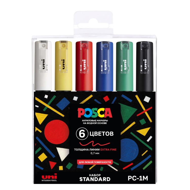 Набор маркеров Uni POSCA PC-1M 0,7мм Standard 6 цветов