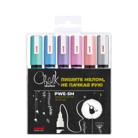 Набор меловых маркеров Uni Chalk 5M 1,8-2,5мм Metallic 6 цветов