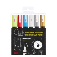 Набор меловых маркеров Uni Chalk 5M PROMO 1,8-2,5мм 6 цветов