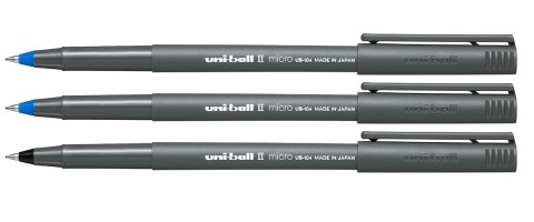 Набор ручек роллеров Uni-Ball II Micro 2 синих + 1 черная 0,5мм