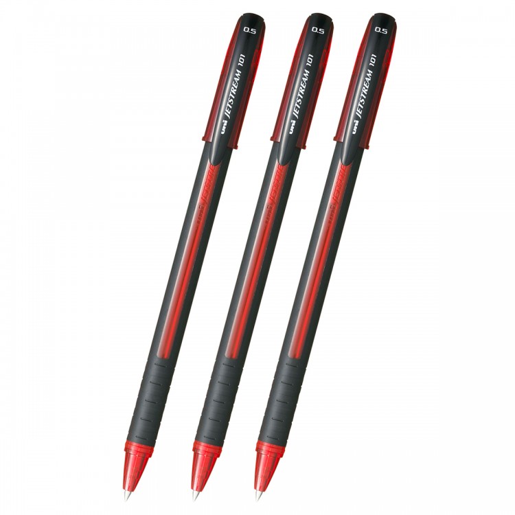 Ручка шариковая Uni Jetstream SX-101 красная 0,5мм 3 штуки PPS