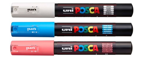 Набор маркеров POSCA PC-1M (белый, голубой, кораллово-розовый)