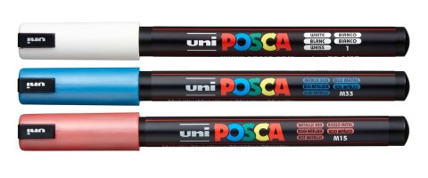 Набор маркеров POSCA PC-1MR (белый, красный металлик, синий металлик)