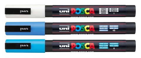 Набор маркеров POSCA PC-3M (белый, небесно-голубой, голубой)