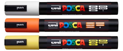 Набор маркеров POSCA PC-5M (белый, желтый, оранжевый)
