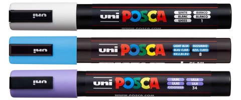 Набор маркеров POSCA PC-5M (белый, голубой, сиреневый)
