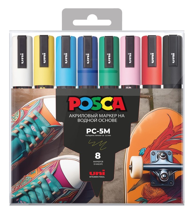 Набор маркеров Uni POSCA PC-5M 1,8-2,5мм 8 цветов