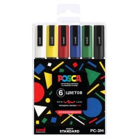 Набор маркеров Uni POSCA PC-3M 0,9-1,3мм Standard "Стандарт" 6 цветов