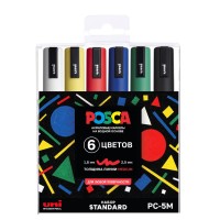 Набор маркеров Uni POSCA PC-5M 1,8-2,5мм Standard "Стандарт" 6 цветов