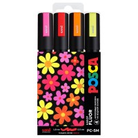 Набор маркеров Uni POSCA PC-5M 1,8-2,5мм Fluor "Флуоресцентные" 4 цвета