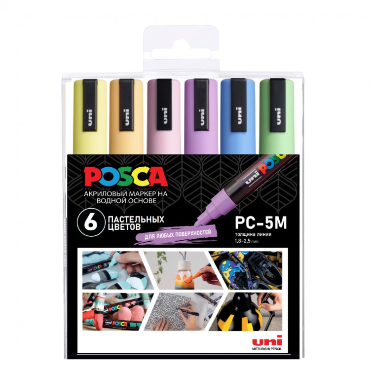 Набор маркеров Uni POSCA PC-5M 1,8-2,5мм Pastel 6 цветов