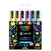 Набор маркеров Uni POSCA PC-5M 1,8-2,5мм Pastel "Пастельные" 6 цветов